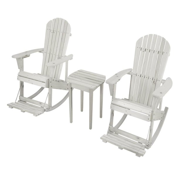 Bold Fontier Zero Gravity Adirondack Rocking Chair with Built-in Footrest & 1 End Table, White BO2690323